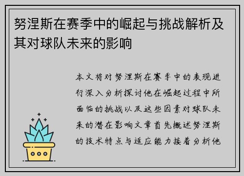 努涅斯在赛季中的崛起与挑战解析及其对球队未来的影响